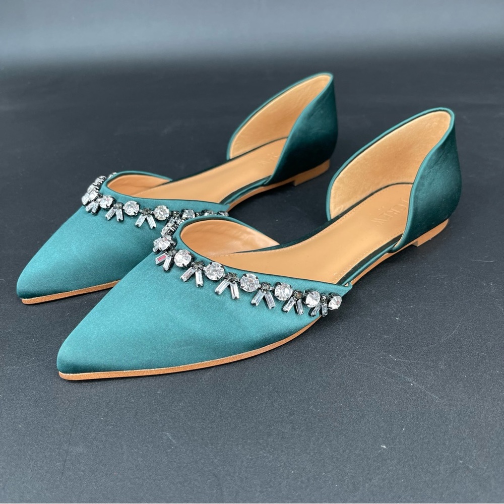 New ~ J. Crew Factory Satin jeweled Zoe d'Orsay flats Size 7 - Picture 4 of 9